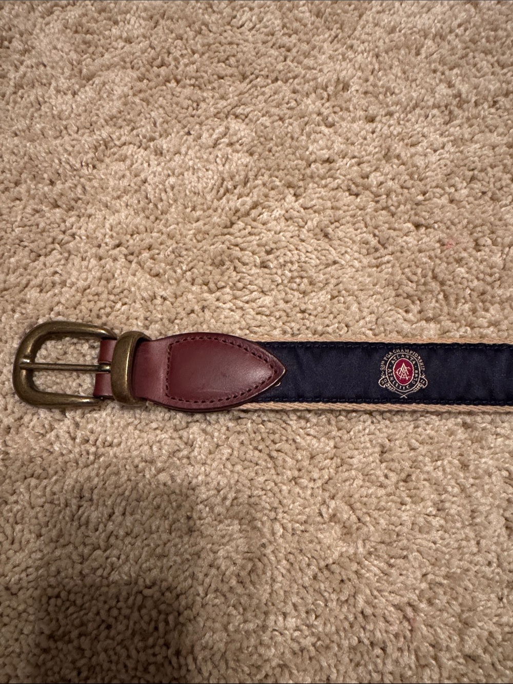 YRI - Atlanta Athletic Club - Fabric Belt with Brown Leather Trim and Brass Buck